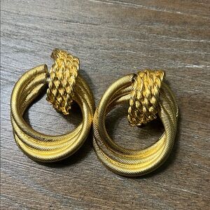 Elegant Gold-Tone Twisted Hoop Earrings